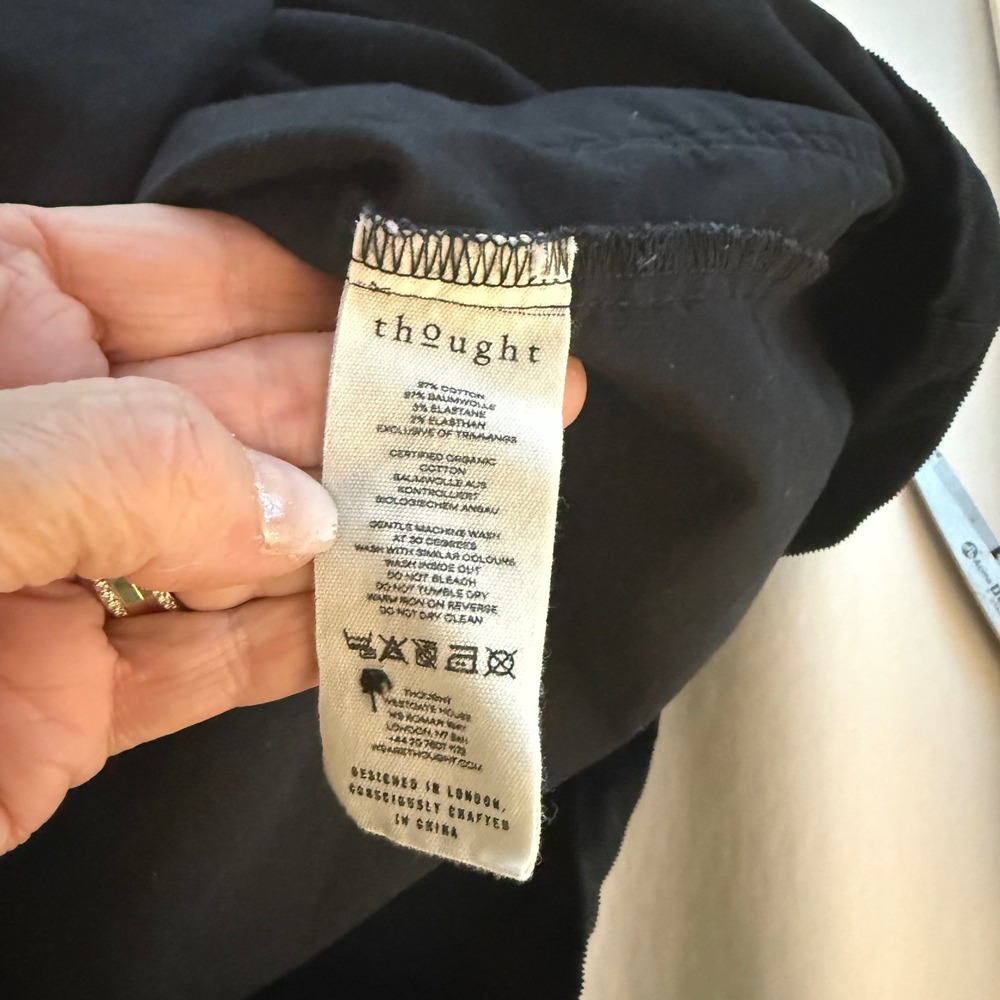 Thought Black Corduroy Button Front Long Sleeve Shirt Dress Size‎ 14 Sustainable - Picture 3 of 9